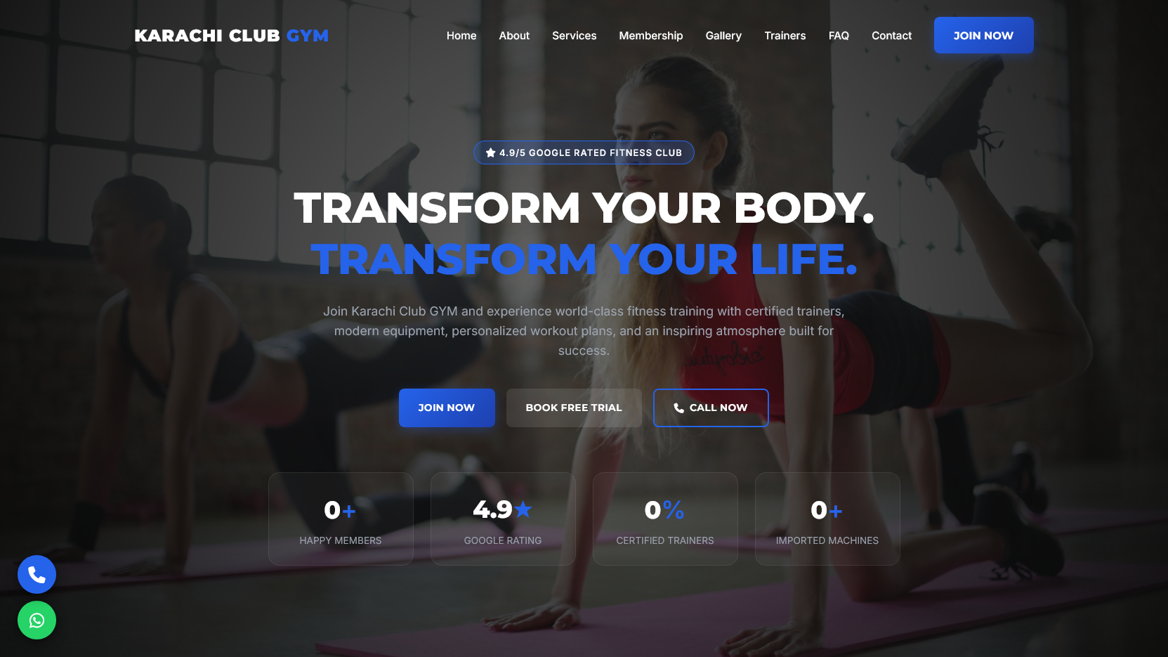Karachi Club Gym landing page design by Zelovaflux