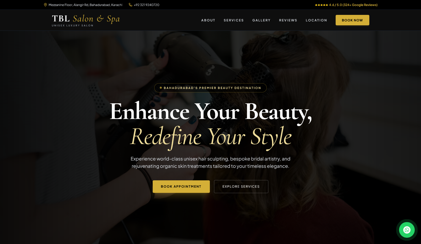 Luxury salon website design by Zelovaflux